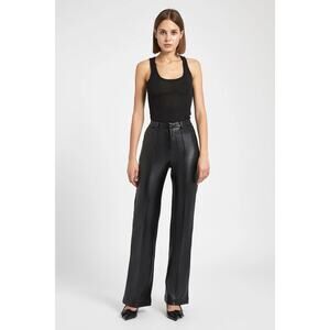 Boa. Because of Alice Black Faux Leather Wide Leg Trousers Large